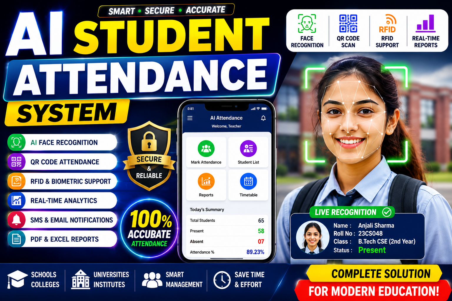 AI Student Attendance System - AI / Machine Learning project by ProjectBhandar