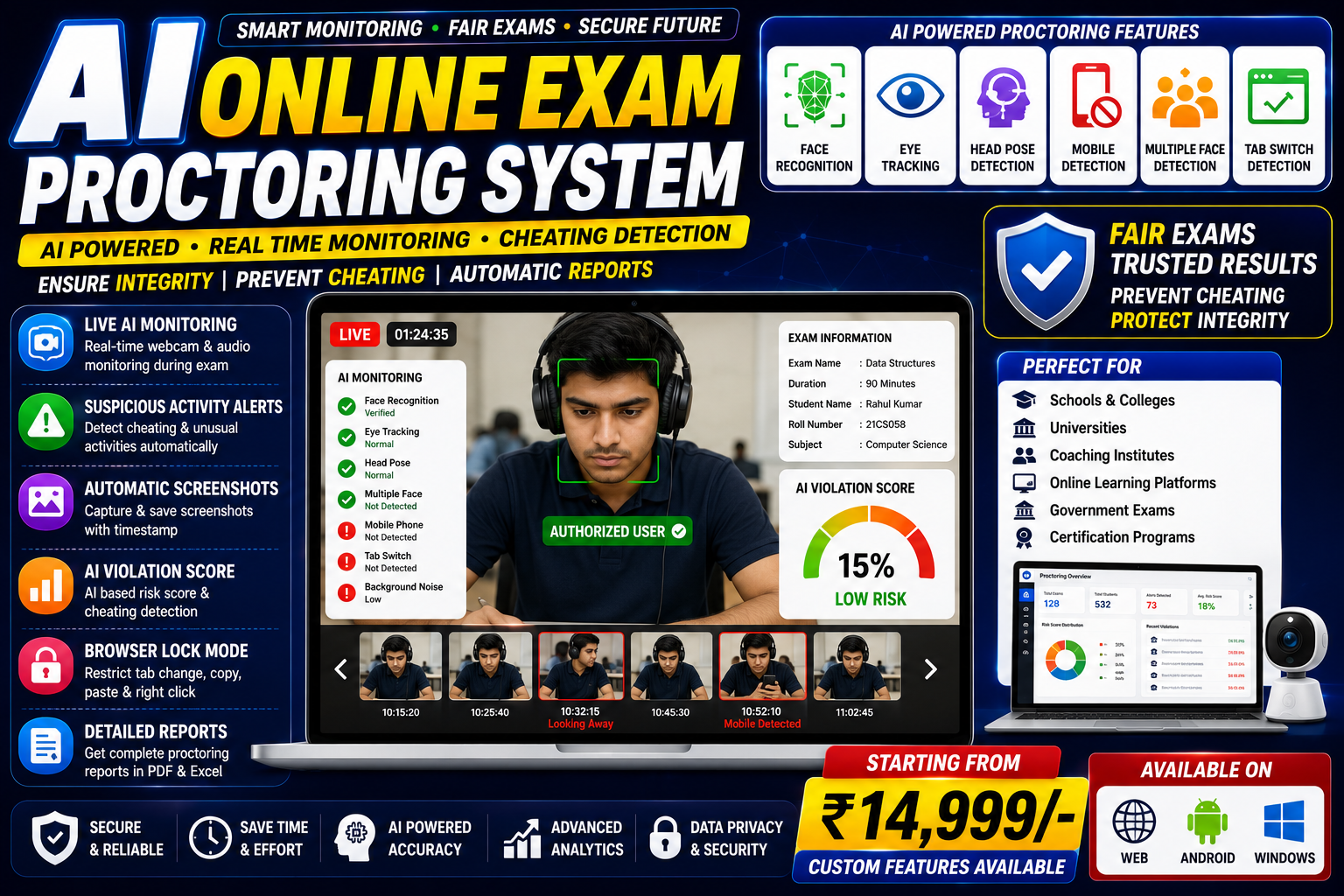 AI Online Exam Proctoring System - AI / Machine Learning project by ProjectBhandar