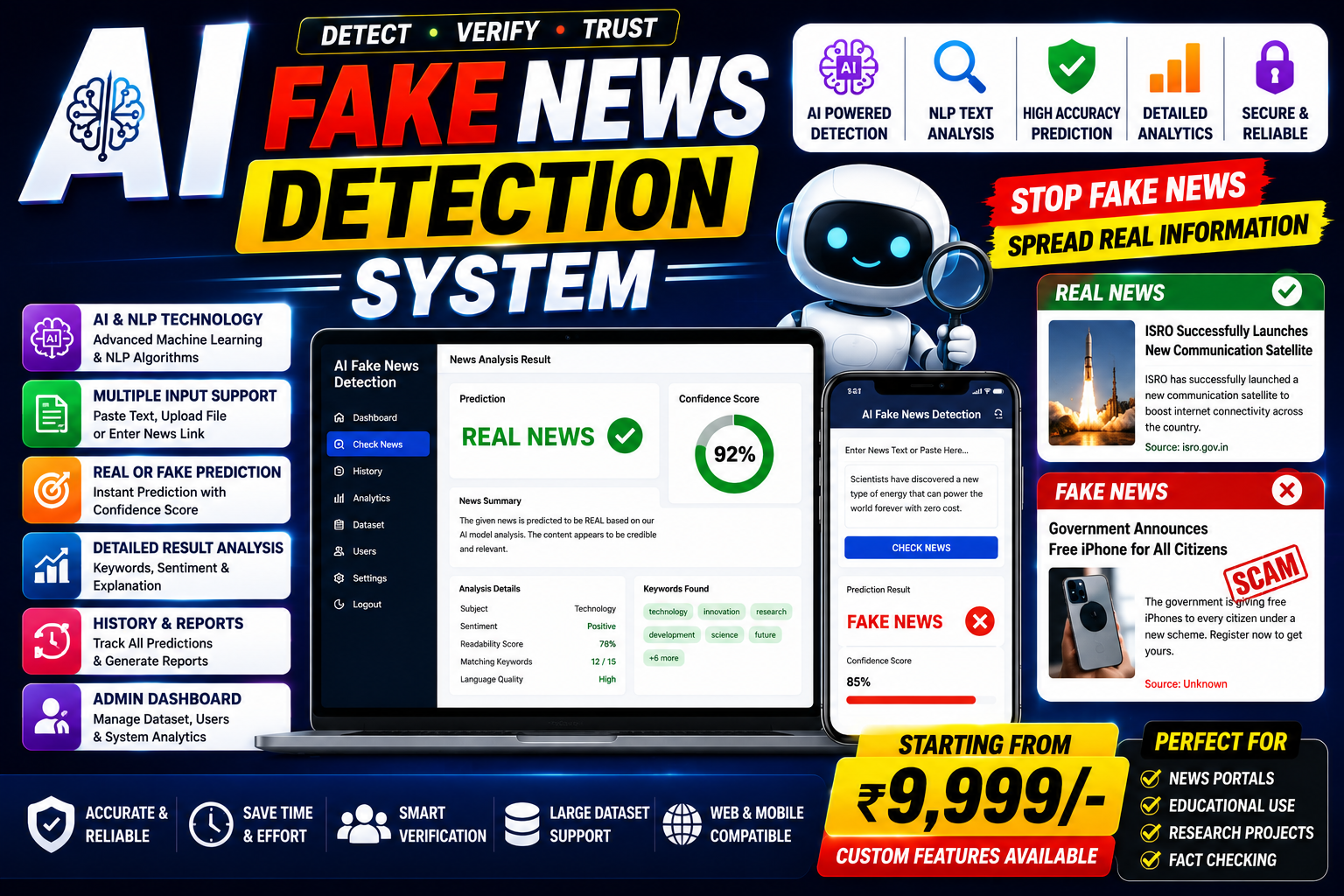 AI Fake News Detection System - AI / Machine Learning project by ProjectBhandar