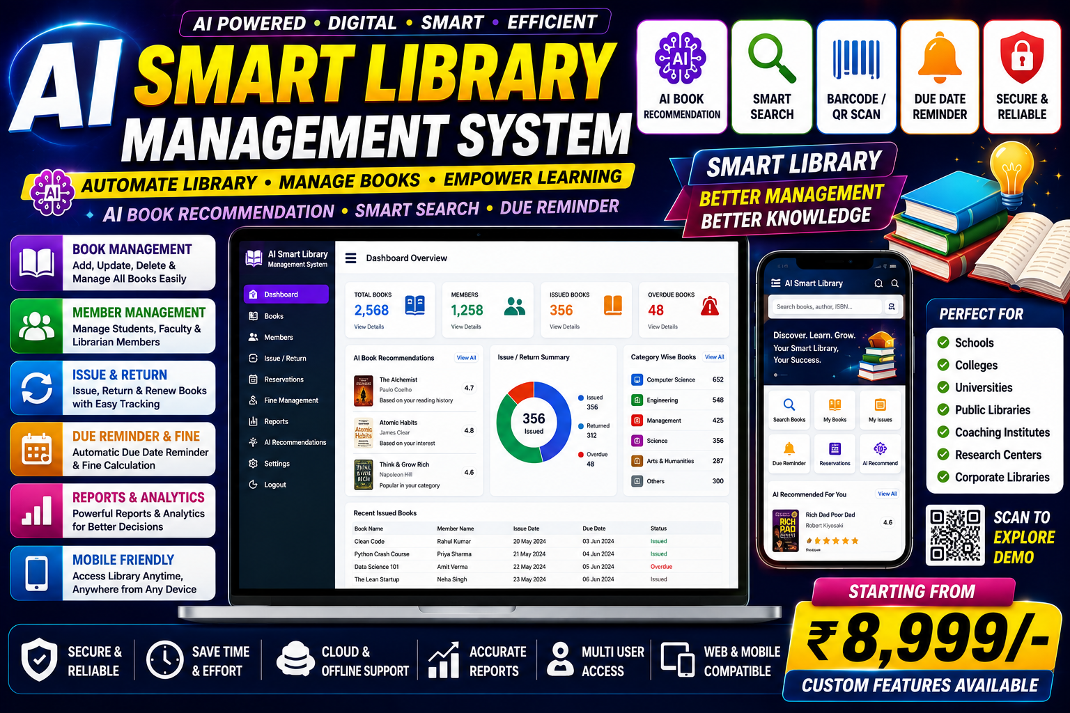 AI Smart Library Management System - AI / Machine Learning project by ProjectBhandar