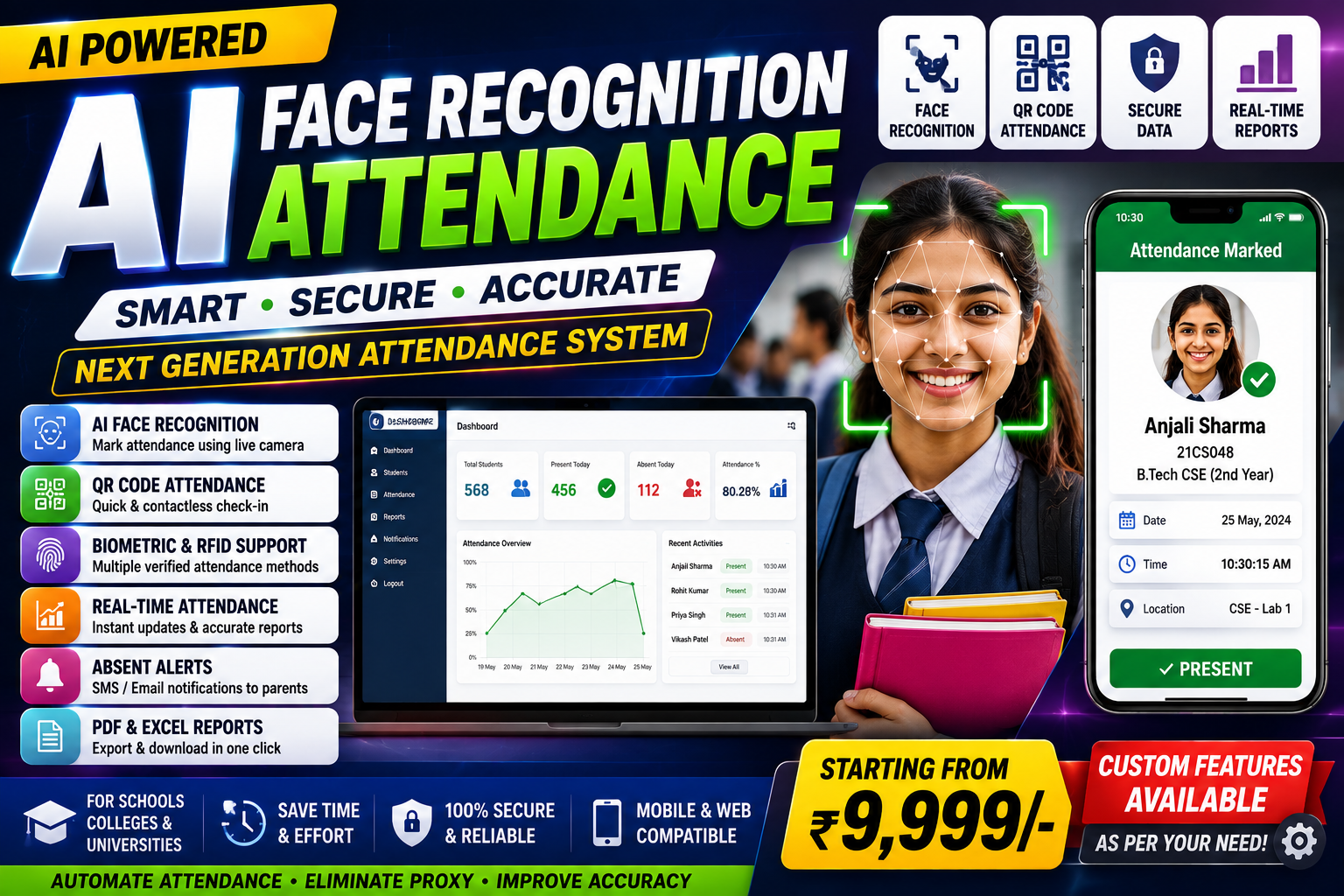 AI Face Recognition Attendance System - AI / Machine Learning project by ProjectBhandar